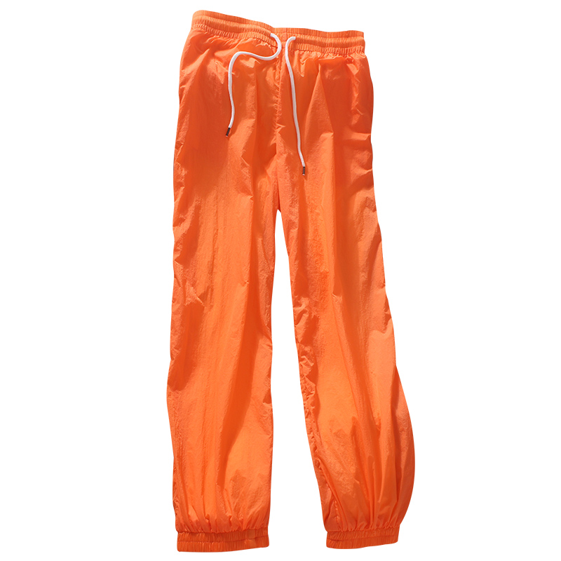 法国版李菲儿机场同款橘色抽绳高腰工装裤女束脚运动长裤潮速干裤
