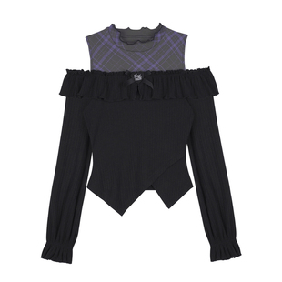 SagiDolls少女斗志 #暗蕊絮语#纯欲甜美黑紫露肩上衣情人节约会春