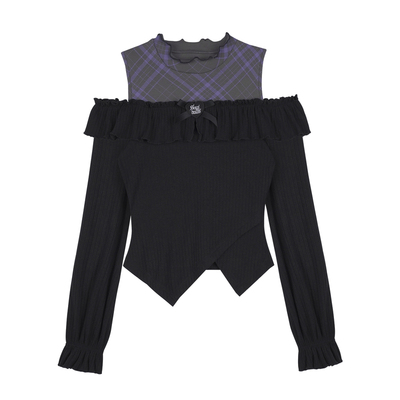 SagiDolls少女斗志 #暗蕊絮语#纯欲甜美黑紫露肩上衣情人节约会春