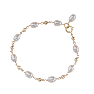 仙女气质小米粒淡水珍珠金珠14K包金手链轻奢通勤小众设计法式女