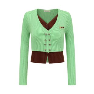 SHRO ENRO李一桐同款Dérive系列 女士假两件撞色毛衫301469