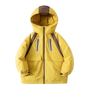 男童冬季多巴胺户外冲锋衣羽绒服2025新款儿童装防寒撞色工装外套