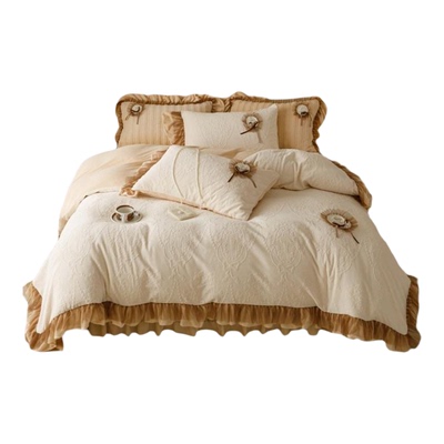 法式公主风加厚牛奶绒床盖四件套