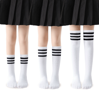 儿童长筒袜夏季薄款高筒白色学生足球过膝袜春秋男童女童中筒袜子