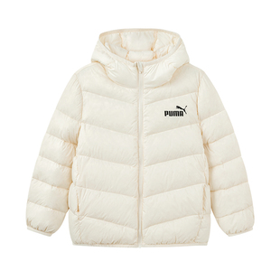 PUMA彪马童装新款儿童羽绒服男童女童轻薄羽绒拉链保暖连帽外套