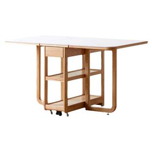 源氏木语实木折叠餐桌小户型家用超薄多功能吃饭桌子伸缩岩板饭桌