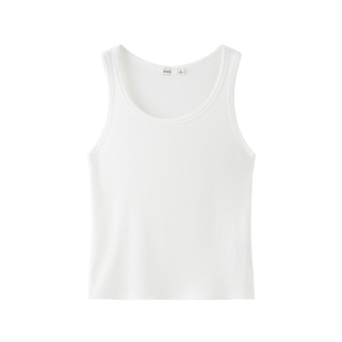 三福吊带背心2025秋季简约宽肩带圆领打底内搭白色上衣女装495692