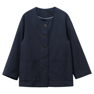 一三良品小个子韩系简约休闲宽松气质通勤圆领风衣外套女春秋短款