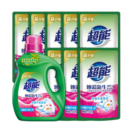 超能双离子洗衣液焕彩新生天然椰油无刺激更柔软晨露栀