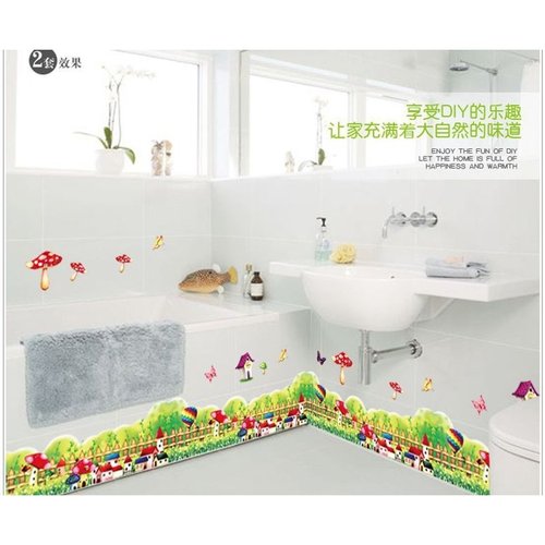 新款直销【直销】AY7255 蘑菇花丛栅栏 踢脚线 可移墙贴 PVC透明