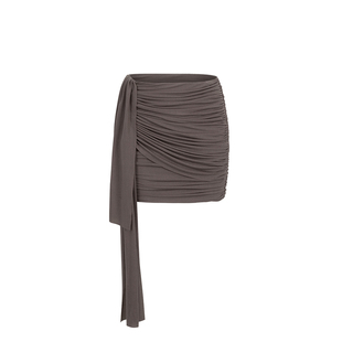 OTHERSTORE 性感信号 侧飘带不规则黑色短裙女设计显瘦复古半身裙