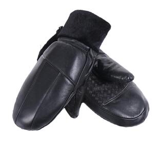 加厚触屏防滑保暖骑行防风寒滑雪挂脖男女焖子连指棉真皮手套冬天