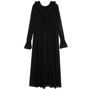 谜底高端系列连衣裙长袖女春季新款法式浪漫V领长裙241GL0119