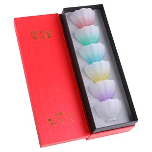 高颜值六色琉璃茶杯套装6只不同颜色功夫茶杯主人杯女士精致漂亮
