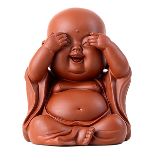 三不小和尚紫砂茶宠精品可养摆件收藏级茶玩茶桌茶台不听不看不说