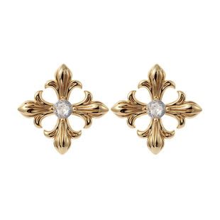 十字鸢尾花耳钉轻奢时尚高级感镶锆石耳饰女小众设计简约气质耳环