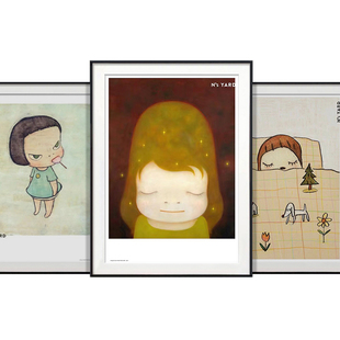 奈良美智海报日本美术馆官方限定版 日式装饰画卧室挂画带框 多款