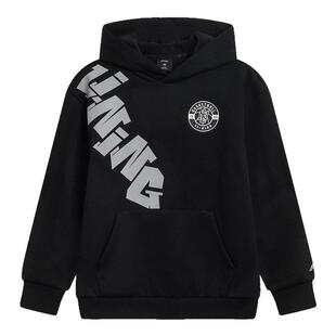 李宁儿童加绒卫衣男大童2025秋冬新款休闲宽松保暖针织连帽上衣潮