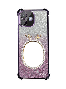 适用于红米note17pro手机壳高清鹿角镜子女款防摔保护套镜头全包网红女款时尚奢华风新款潮流四角加厚软硅胶
