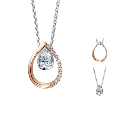 周生生18K金梨形钻石项链