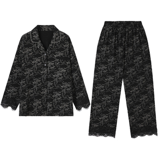 老钱风睡衣女士春秋款春装长袖长裤纯棉家居服休闲可出门外穿套装