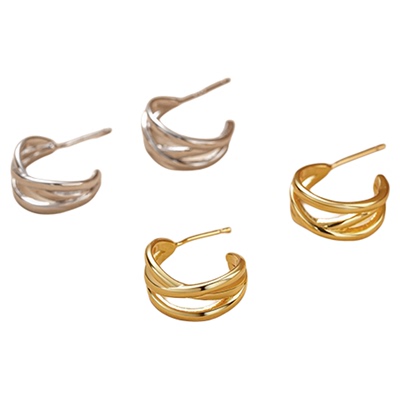 吴千语同款金色耳环小众轻奢高级感925纯银针耳钉2025新款耳饰女