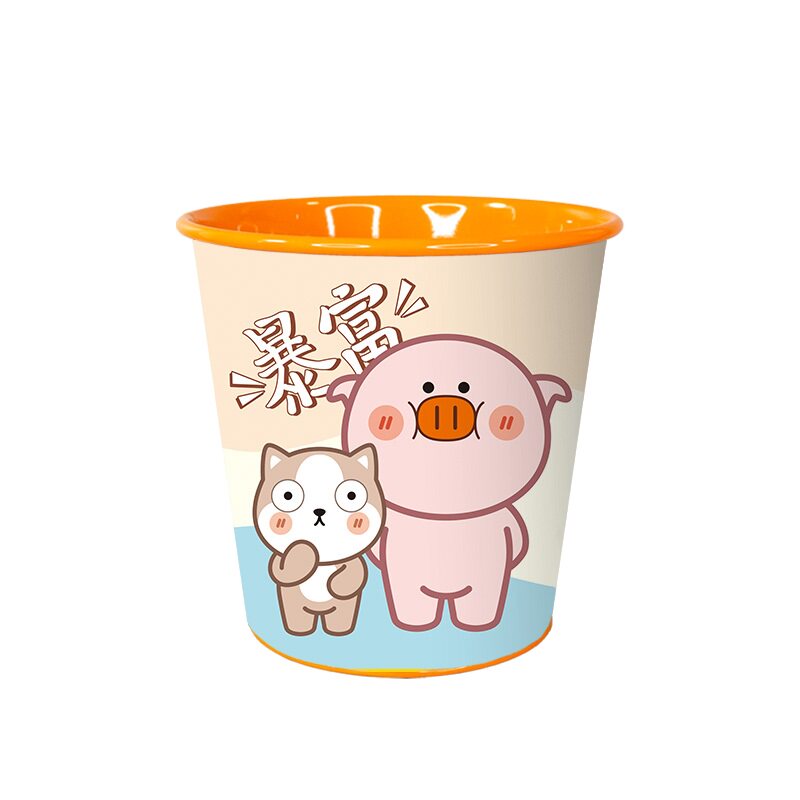 铁艺多功能笔筒创意高档轻奢卡通可爱皮革桌面文具美术画笔收纳桶