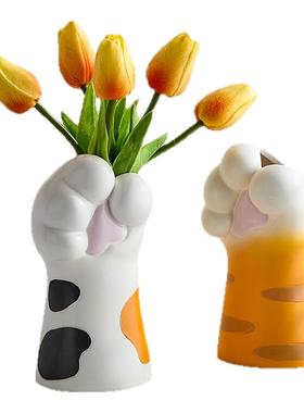 “送你一朵小花花”可爱猫爪摆件