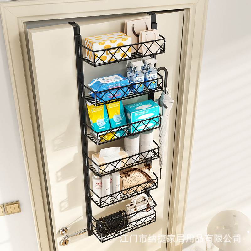 新品 门后收纳置物架免打孔创意卧室房间门上多层收纳篮宿舍门背