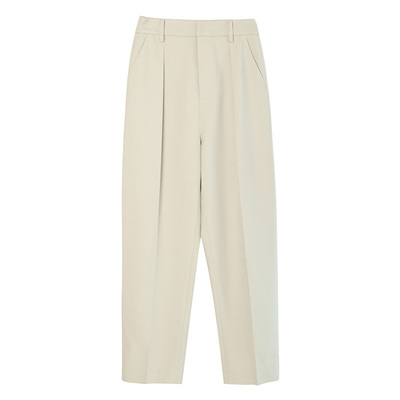 popchrio高腰宽松毛呢九分裤