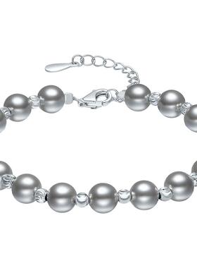 周六福S925银手链女金珠手串百搭送女友节日礼物