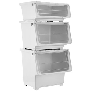 星优河马口收纳箱透明带轮子卧室换季衣物整理箱客厅浴室卧室收纳