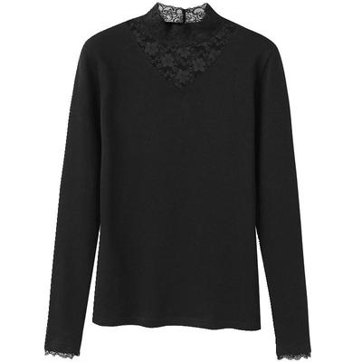 薄绒保暖内搭修身显瘦蕾丝衫上衣