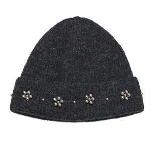 iroha朴志效同款 TYPESERVICE韩国小众品牌羊毛串珠小花针织冷帽