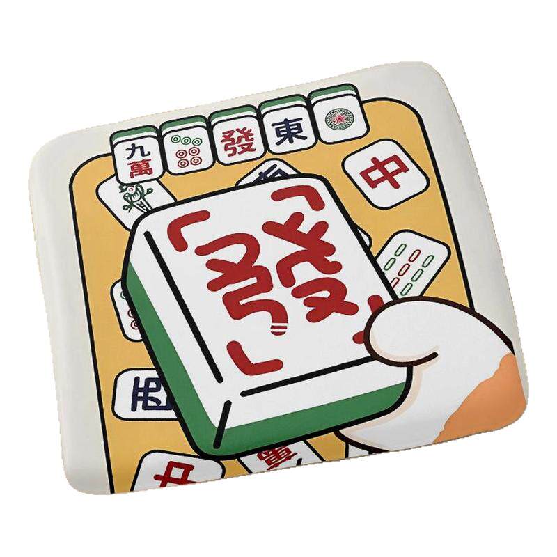中式国潮麻将馆毛绒儿童椅垫