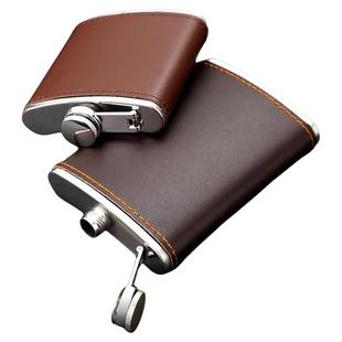 俄罗斯小酒壶食品级304不锈钢随身便携式户外白酒扁酒瓶迷你1一2