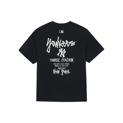 MLB女宽松渐变涂鸦宽松男透气T恤