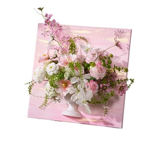 法式油画仿真花半壁花瓶成品插花手绘画板展厅室内挂墙装饰花艺画