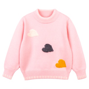 女童羊绒衫儿童毛衣2025新款圆领婴儿针织衫女孩打底衫宝宝羊毛衫