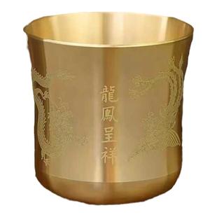 高档纯铜酒杯黄铜二两白酒杯家用水杯茶杯防摔中式摆件装饰怀旧