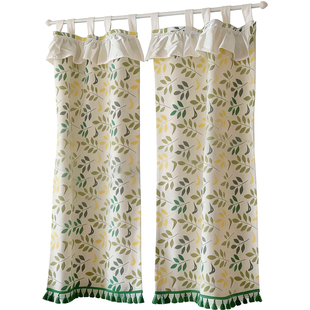 归鸟衔秋(春)系列树叶小鸟复古厨房美式半帘门帘窗帘定制免打孔