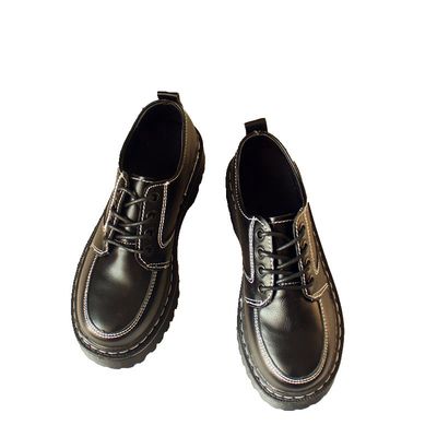 厚底单鞋女2025秋冬季新款英伦风女鞋学生原宿松糕中跟黑色小皮鞋