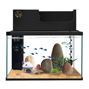 佐黎上滤鱼缸超白玻璃顶滤客厅小型热带鱼雷龙鱼专用防跳缸免换水