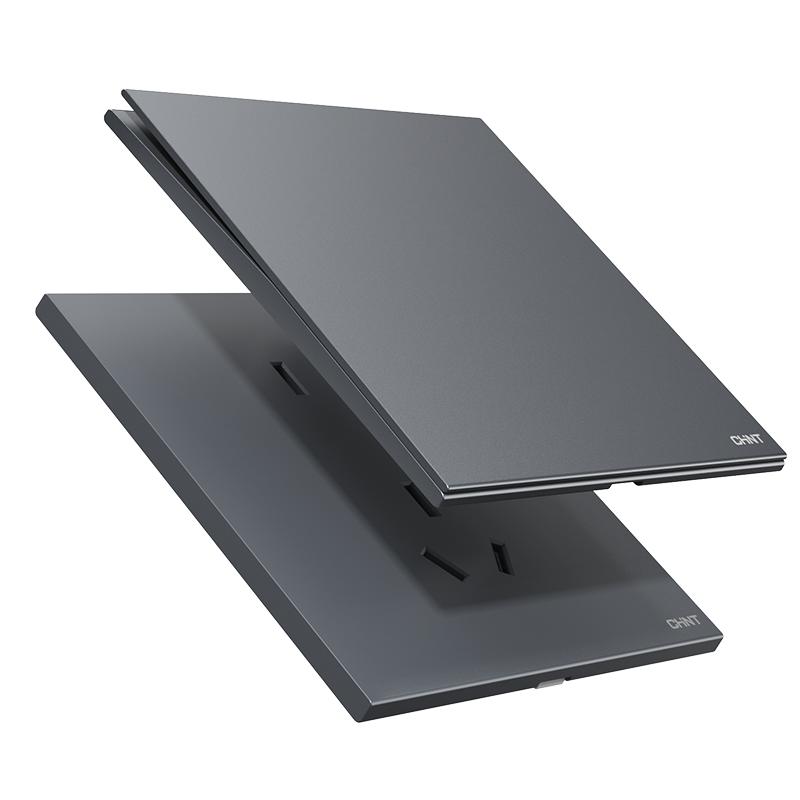 正泰X5S超薄哑光开关插座磨砂面板86型墙壁暗装家用五孔16a丝绒灰