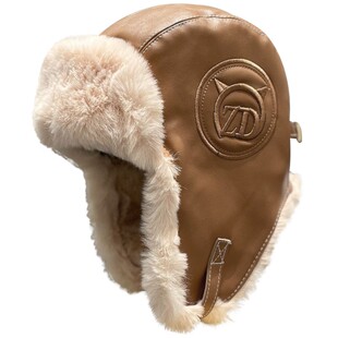 雷锋帽女秋冬加厚保暖PU皮质毛绒帽户外滑雪防寒护耳飞行帽机车男