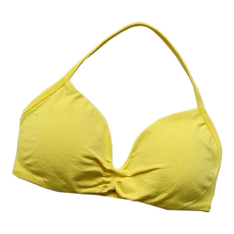 女挂脖美背无缝针织健身套装
