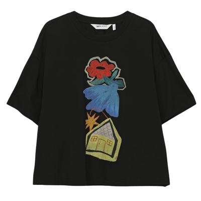 MOVEUP幻走2026夏季新款凉感宽松圆领多巴胺印花简约短款T恤女