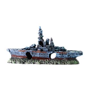 鱼缸沉船海盗船梅利号水族箱鱼缸造景装饰船鱼虾躲避屋摆件树脂船