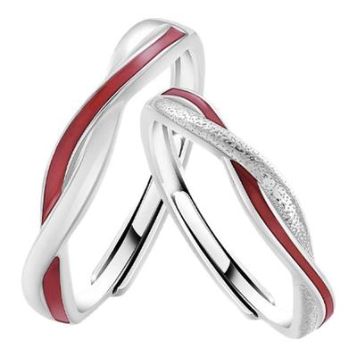 VIVIWELL相思红线S925银情侣对戒