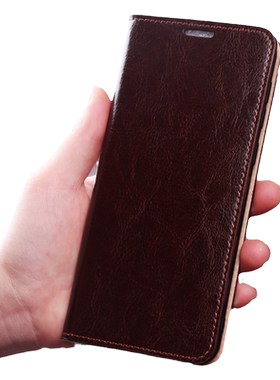 红米note14插卡牛皮手机壳翻盖